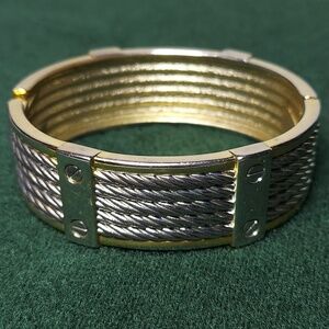 Cuff bracelet gold and silver color Metal Hinge 6.5-7"